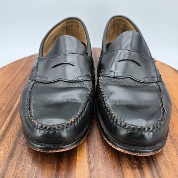 GH Bass Co Weejuns Shoes Men's 10.5 D Black Leather Slip On Levin Dress Loafers